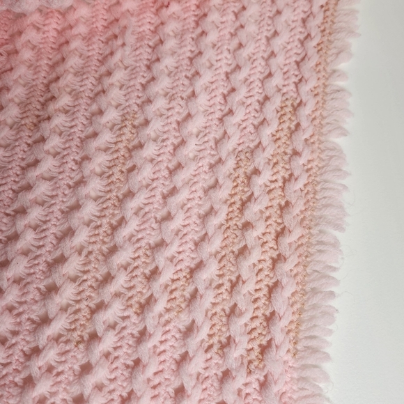 Handknit Pink Baby Blanket - Picture 3 of 7